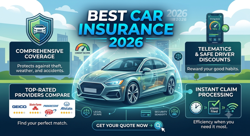 "Looking for the best car insurance 2026? Discover our expert guide to compare top-rated providers, save on premiums, and find the right coverage for your needs. Read more!"